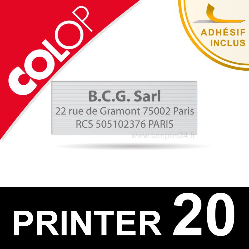6 couleurs disponibles GRAVURE OFFERTE Tampon encreur COLOP Printer 20