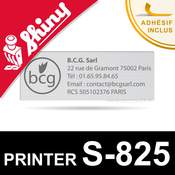 Empreinte caoutchouc pour Shiny Printer S-825 - Plaque texte personnalisable en ligne