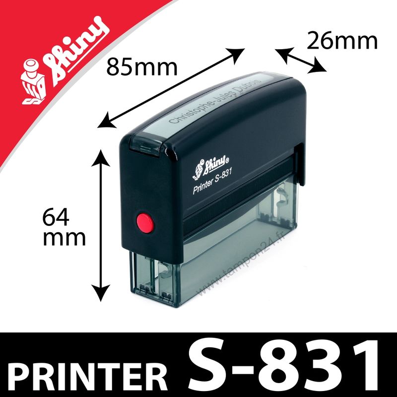 Shiny Printer S-831 - Tampon encreur personnalisé long 1-2 lignes 70x10mm