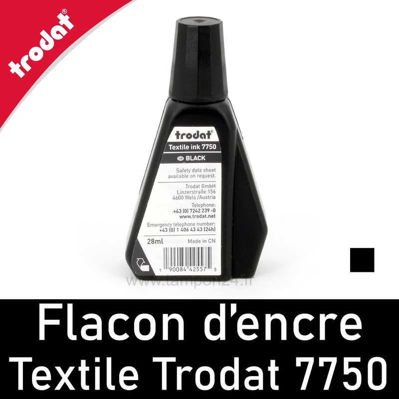 Flacon 28ml encre noire pour textile Trodat 7750